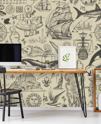 neutrale piraat doodles behang