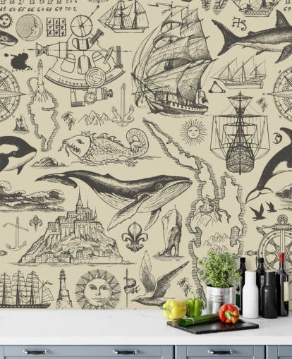 neutral pirate doodles wallpaper