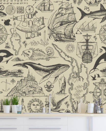 neutral pirate doodles wallpaper