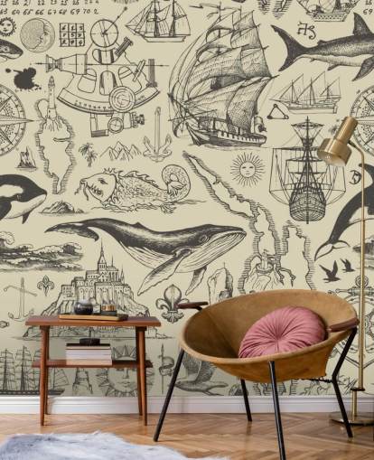 papier peint neutre de doodles de pirate papier peint neutre de doodles de pirate