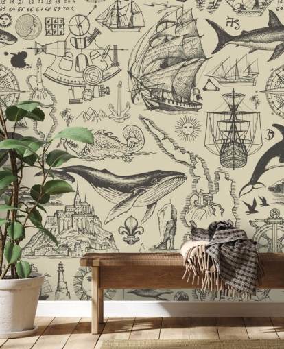 neutral pirate doodles wallpaper