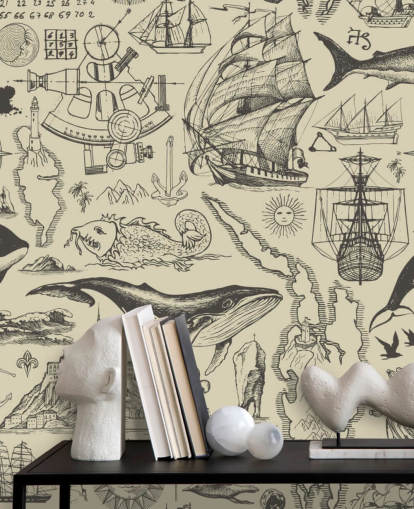 neutral pirate doodles wallpaper