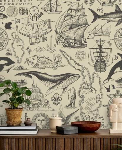 neutral pirat klotter tapet