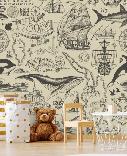 papier peint neutre de doodles de pirate