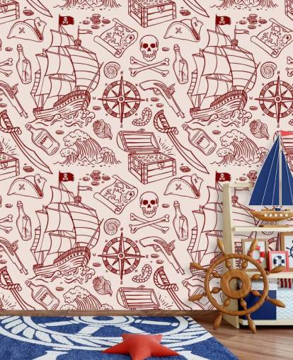 papier peint de dessins de pirates rouges