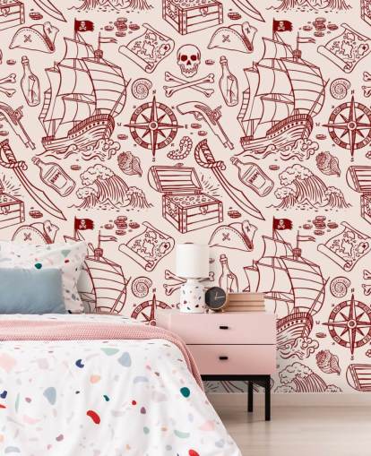papier peint de dessins de pirates rouges