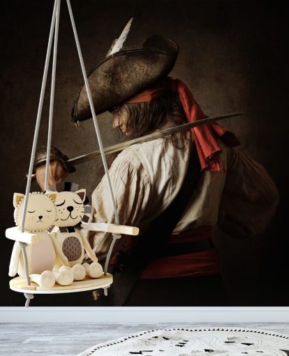 pirate avec épée posant papier peint