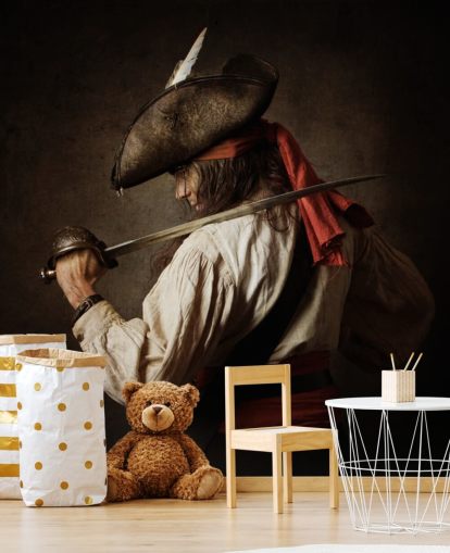 pirate avec épée posant papier peint