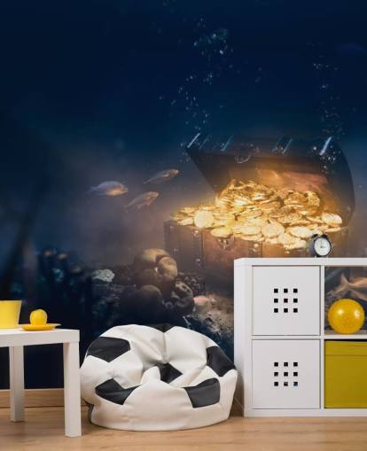 skattkista full av mynt under havet tapeter