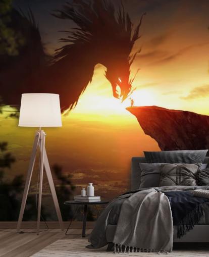 dragon sunset behang