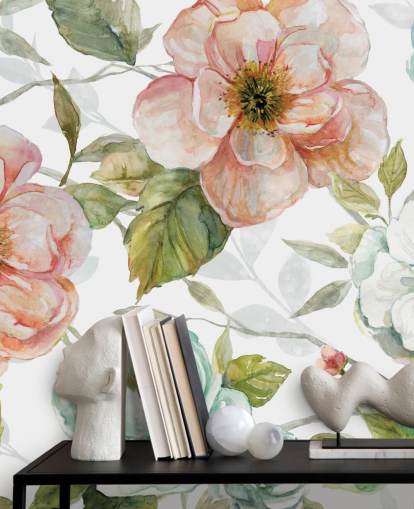 peach and blue and white flowers wallpaper peach and blue and white flowers wallpaper