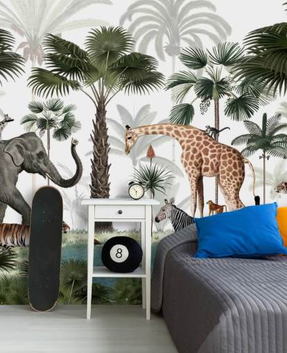 elefant, giraff och andra djur i djungel tapet elefant, giraff och andra djur i djungel tapet