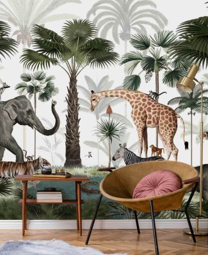 fond d'écran éléphant, girafe et autres animaux dans la jungle fond d'écran éléphant, girafe et autres animaux dans la jungle