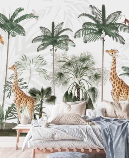 trio de girafas em papel de parede vintage da selva