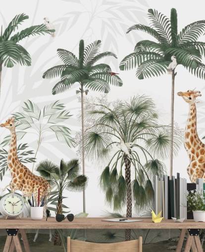 trio giraffen in vintage junglebehang trio giraffen in vintage junglebehang