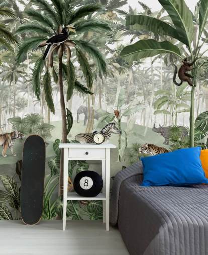 vintage stil jungle med dyr tapet