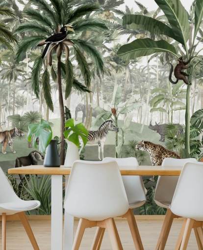 fondo de pantalla de jungla con animales de estilo vintage fondo de pantalla de jungla con animales de estilo vintage