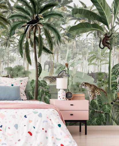jungle in vintage stijl met dierenbehang