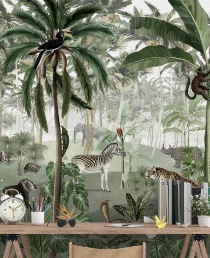 vintage stil jungle med dyr tapet