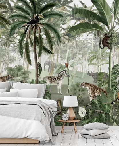 vintage stil jungle med dyr tapet