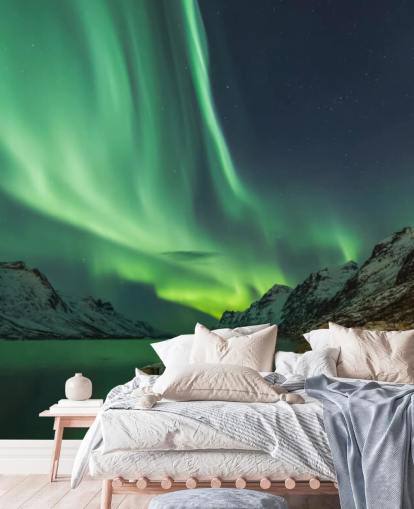 Carta da parati murale con aurora boreale a Tromsø