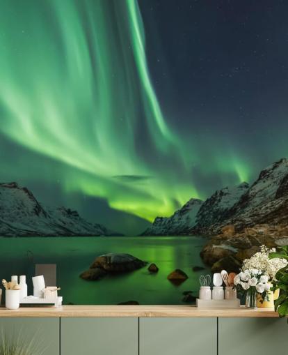 Carta da parati murale con aurora boreale a Tromsø Carta da parati murale con aurora boreale a Tromsø