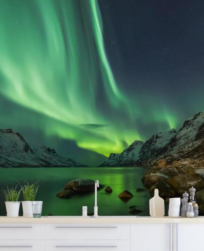 Aurora Borealis in Tromsø Behangmuurschildering Aurora Borealis in Tromsø Behangmuurschildering
