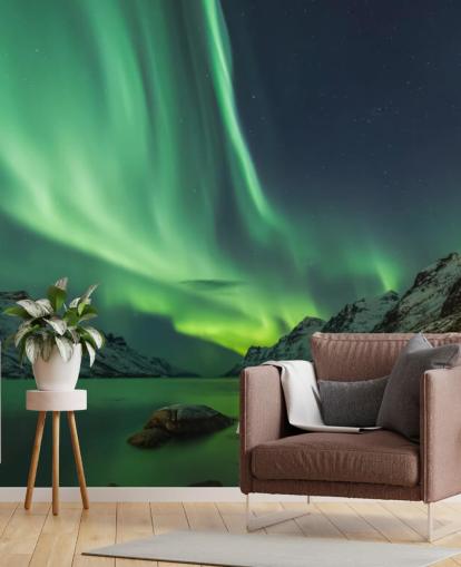 Aurora Borealis in Tromsø Behangmuurschildering Aurora Borealis in Tromsø Behangmuurschildering