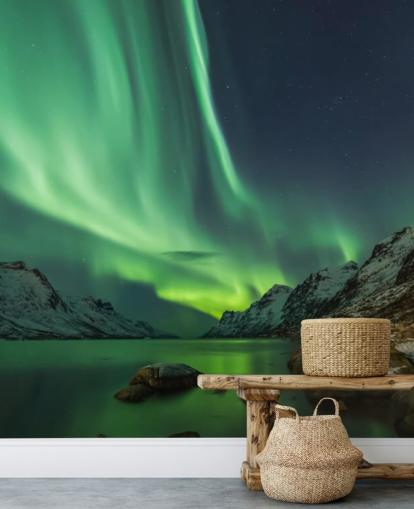 Carta da parati murale con aurora boreale a Tromsø