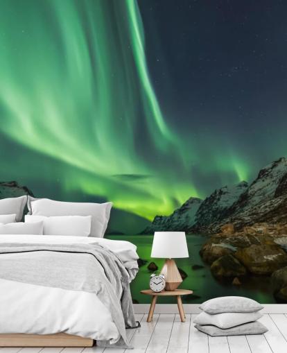 Aurora Borealis i Tromsø Bakgrunn Mural