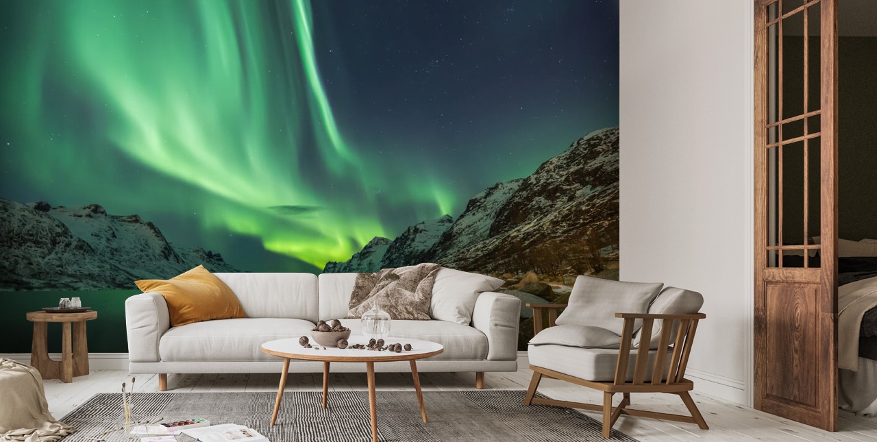 Carta da parati murale con aurora boreale a Tromsø | Wallsauce IT