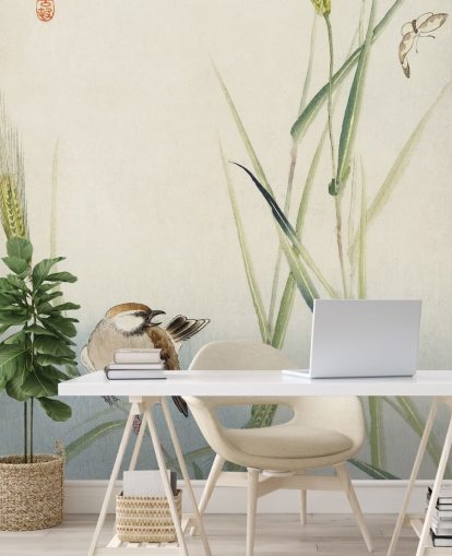 oriental bird wallpaper