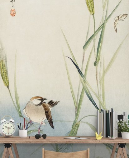 papier peint oiseau oriental