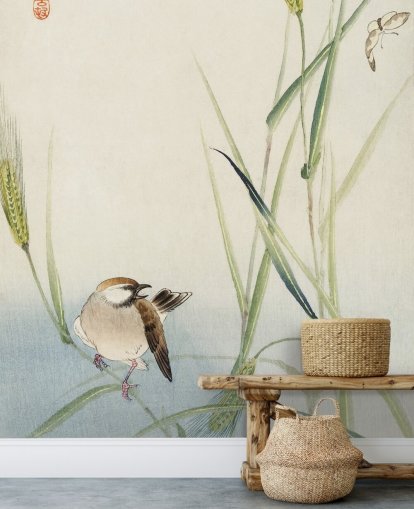 oriental bird wallpaper