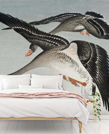 papel de parede gansos e lua