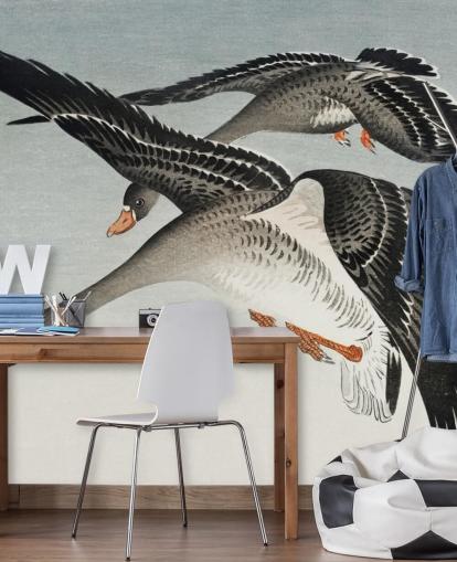 Gänse und Mond Tapete