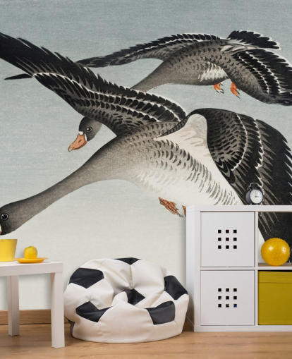 geese and moon wallpaper