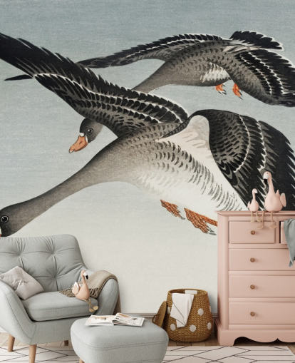 carta da parati oche e luna