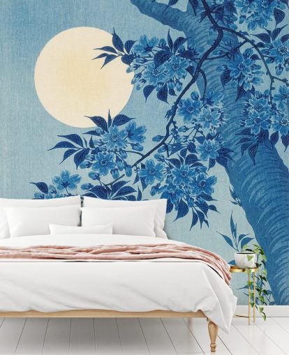 blue and white tree wallpaper