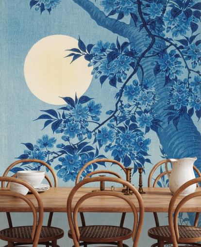 blue and white tree wallpaper