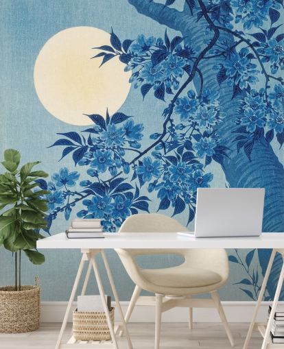 blauw en wit boombehang