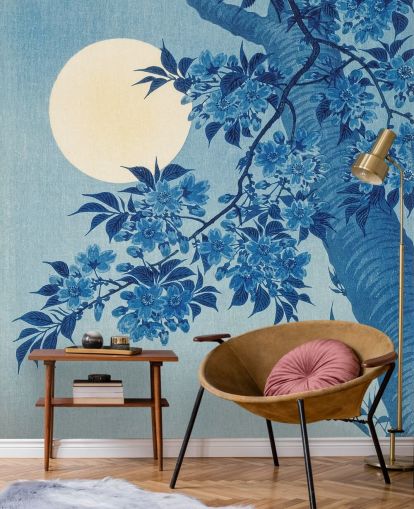 blue and white tree wallpaper