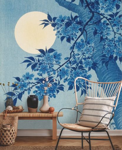 blue and white tree wallpaper