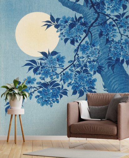 blue and white tree wallpaper