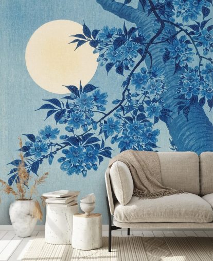 blue and white tree wallpaper