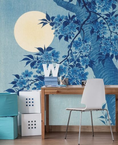 blue and white tree wallpaper