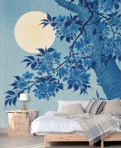 blue and white tree wallpaper