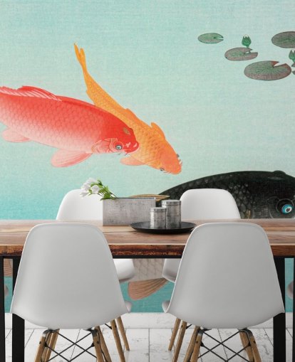 fondo de pantalla de peces koi naranja y negro fondo de pantalla de peces koi naranja y negro