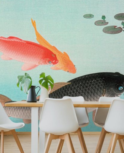 papier peint poisson koi orange et noir