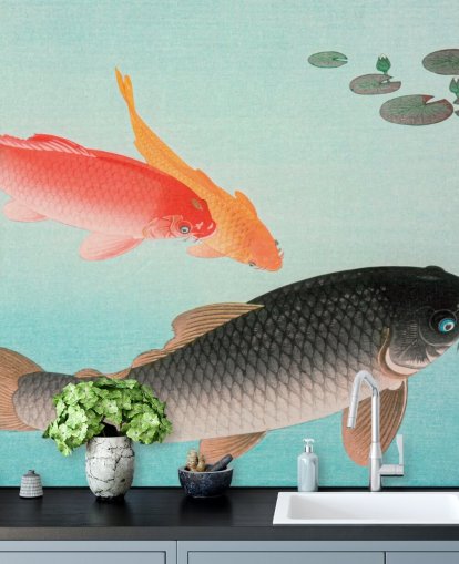papel de parede de peixe koi laranja e preto papel de parede de peixe koi laranja e preto